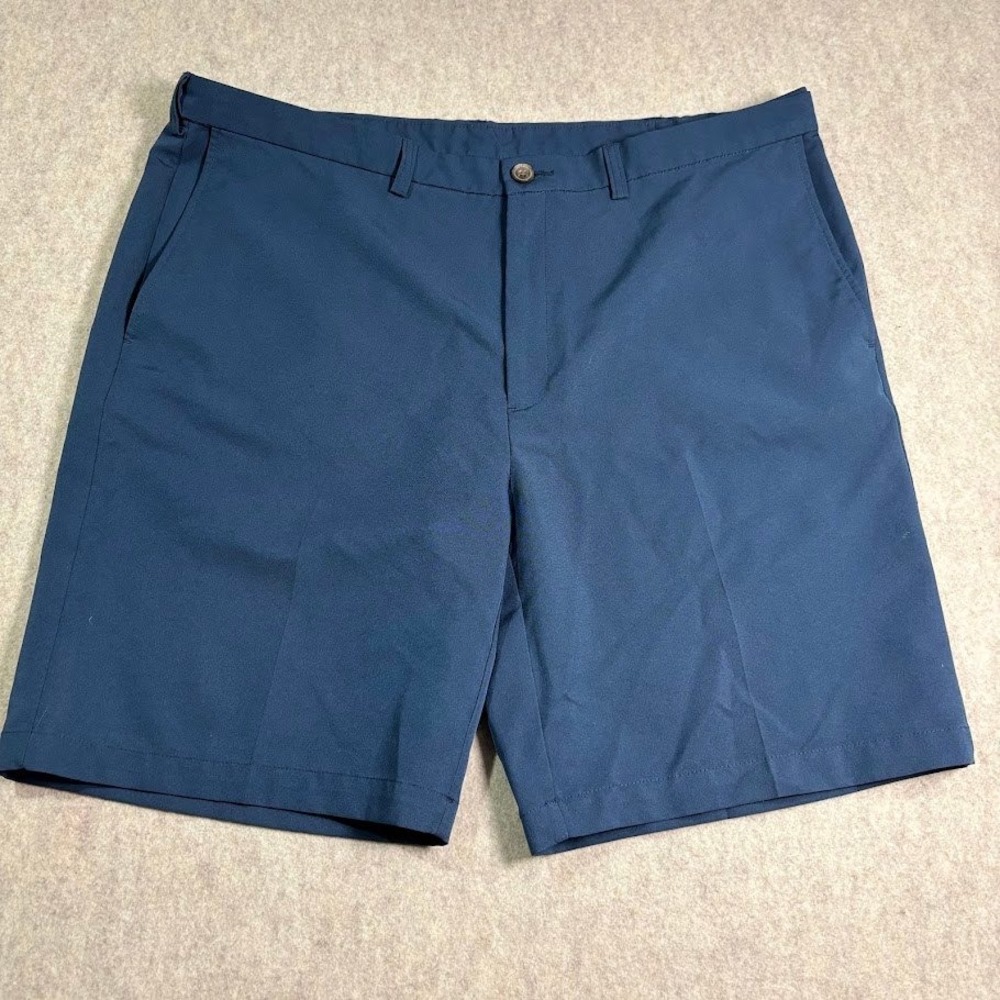 Haggar Shorts Mens 42 Blue Polyester Flat Front Classic Golf Casual Minimalist